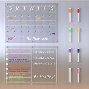 Acrylic Dry Erase Calendar Board with Markers